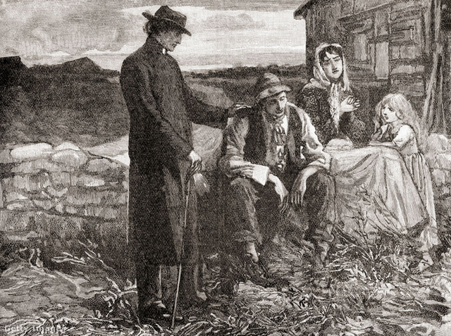 Az éhhalállal farkasszemet néző írek az 1800-as évek közepén