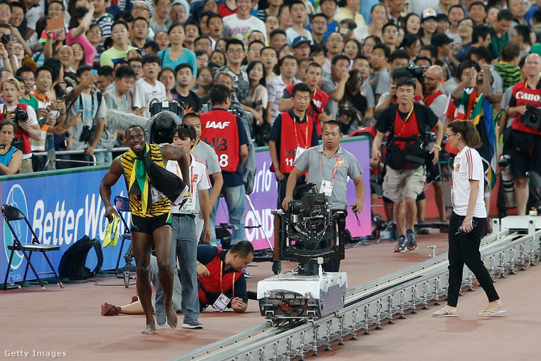 Itt már nagyon fáj Usain Bolt. (Fotó: Lintao Zhang / Getty Images Hungary)
