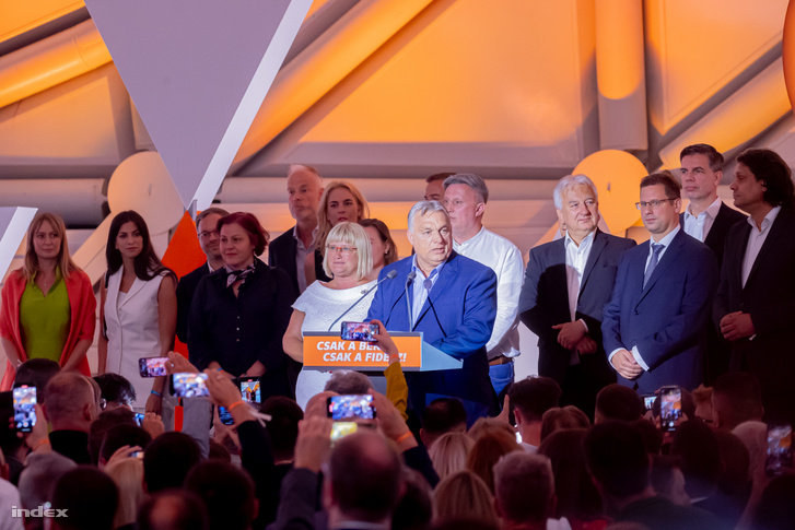 Orbán Viktor beszédet mond a Fidesz eredményváróján 2024. június 9-én