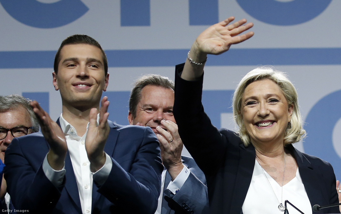 Jordan Bardella és Marine Le Pen Metzben 2019. május 1-jén