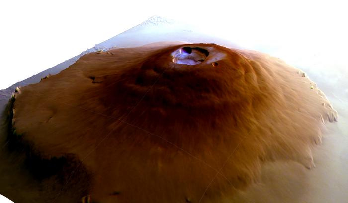Az Olympus Mons átmérője körülbelül 600 kilométer