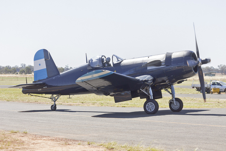 A Hondurasi Légierő Vought F4U Corsairje, a futballháború alatt használt repülőgéptípus.