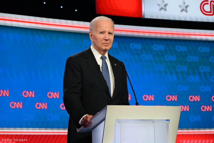 Joe Biden, az Egyesült Államok elnöke és Donald Trump volt elnök részt vesznek az első elnökjelölti vitán a CNN stúdiójában 2024. június 27-én