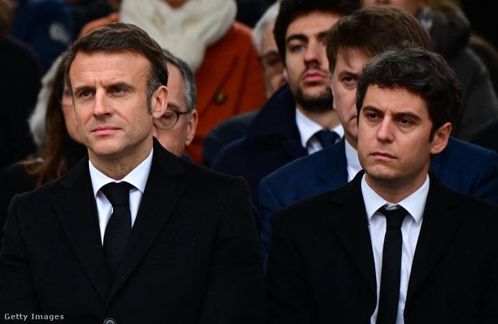 Emmanuel Macron és Gabriel Attal 2024. február 14-én