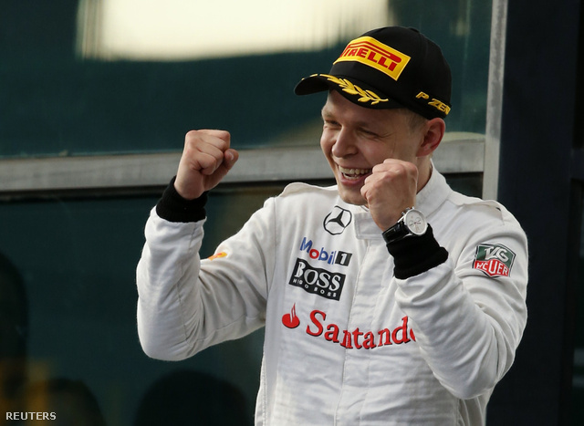 Kevin Magnussen az Ausztrál GP dobogóján