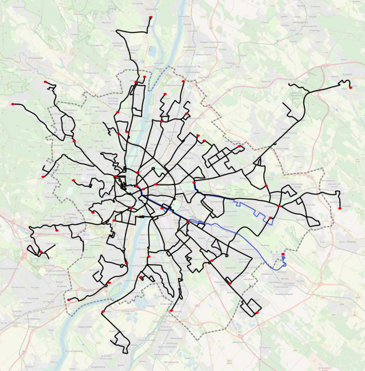 Budapest éjszakaibusz-hálózata - forrás: Wikimedia Commons