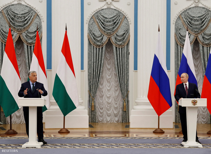 Orbán Viktor és Vlagyimir Putyin orosz elnök sajtótájékoztatón vesz részt találkozójuk után Moszkvában 2024. július 5-én