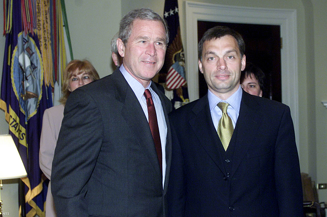 Orbán Viktor és George W. Bush amerikai elnöka washingtoni Fehér Házban 2001. május 1-én