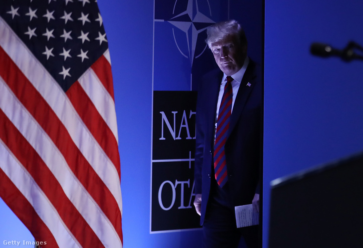 Donald Trump a 2018-as NATO-csúcstalálkozó második napján 2018. július 12-én Brüsszelben, Belgiumban