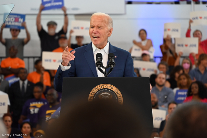 Joe Biden beszédet mond egy kampányrendezvényen Detroitban 2024. július 12-én