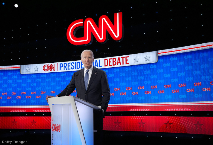 Joe Biden amerikai elnök részt vesz a CNN elnökjelölti vitáján 2024. június 27-én Atlantában