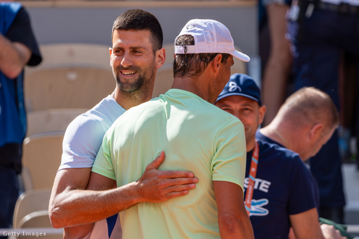Novak Djokovics és Rafael Nadal 2024. május 25-én