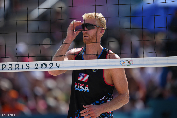 Chase Budinger a francia–amerikai strandröplabdameccsen 2024. július 29-én