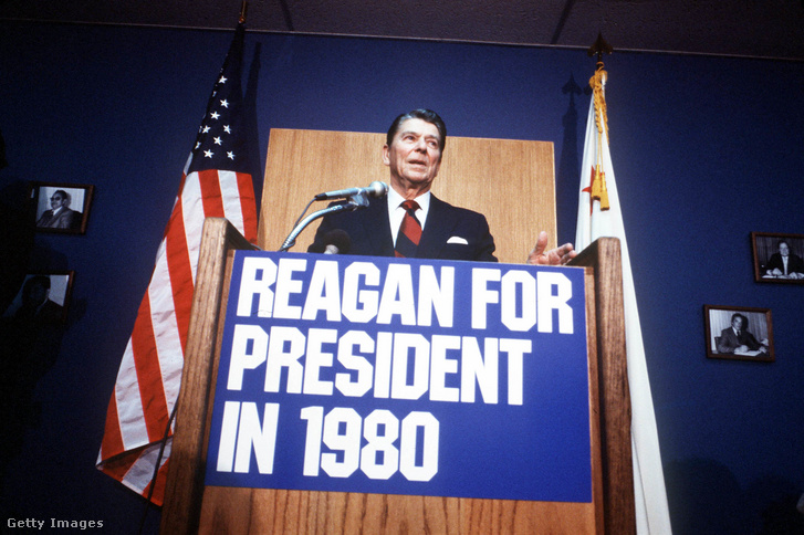 Ronald Reagan 1980-as republikánus elnökjelölt kampányában a kék szín dominált.