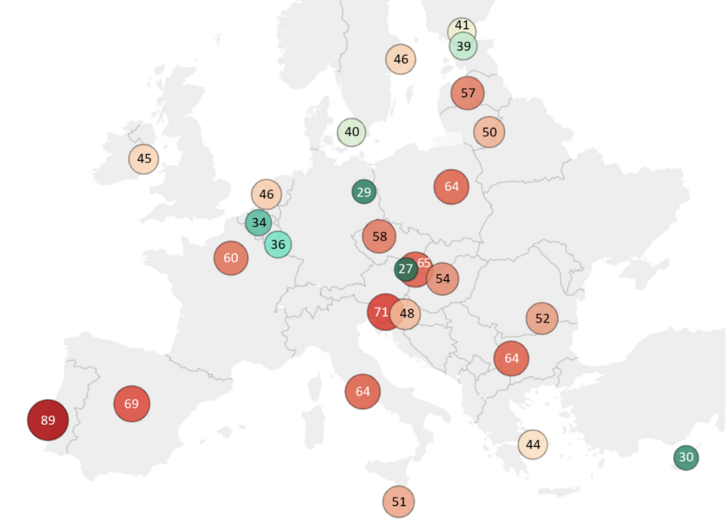 Egy egyszobás, mediánárú havi lakásbérleti díj a nettó átlagkereset arányában az EU tagállamainak fővárosaiban (2024. szeptember)