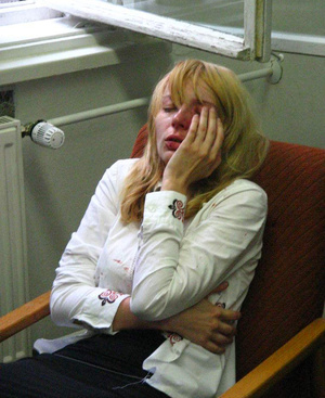 Malina Hedvig 2006. augusztus 25-én,közvetlenül az incidens után a nyitrai egyetemen.
