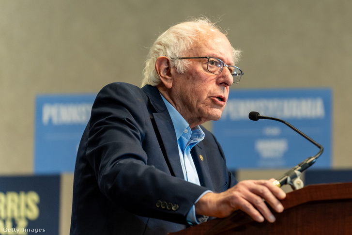 Bernie Sanders Harrisburgban, Pennsylvania államban, az Egyesült Államokban 2024. október 27-én