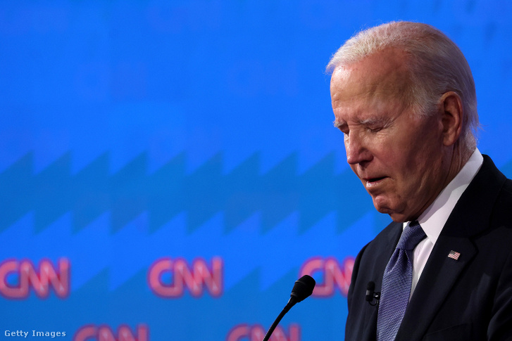 Joe Biden amerikai elnök részt vesz a CNN elnökjelölti vitáján a CNN stúdiójában 2024. június 27-én Atlantában