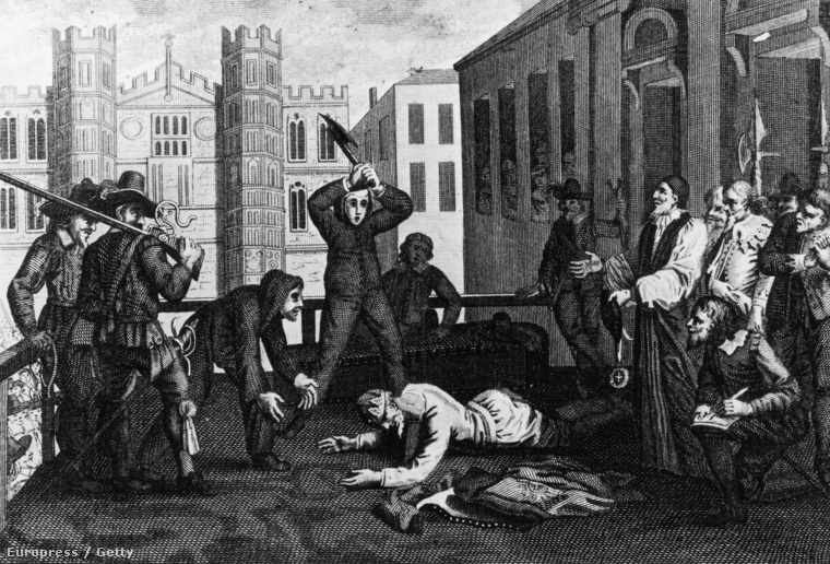 I. Károly kivégzésére 1649. január 30-án került sor a londoni Whitehallon; az uralkodót lefejezték. Korabeli illusztráció.