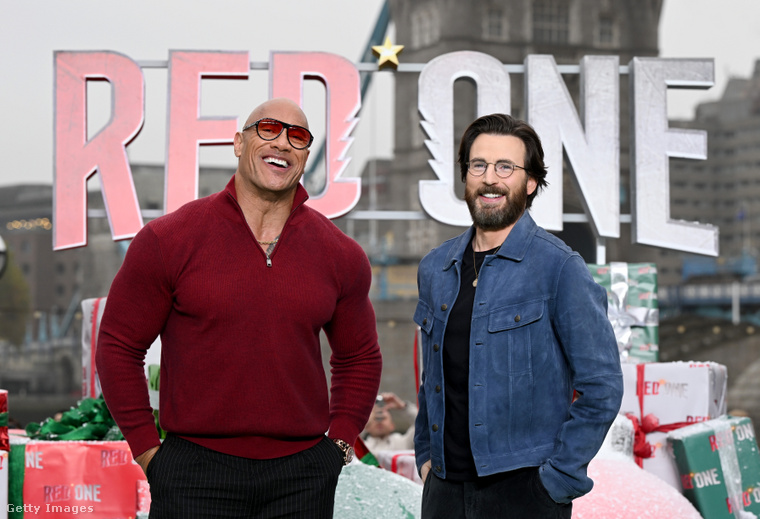 Dwayne Johnson és Chris Evans a Red One londoni bemutatóján (Fotó: Jeff Spicer / Getty Images Hungary)