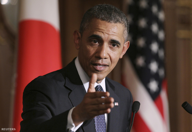 Barack Obama hivatalos látogatásán, Tokióban 2014. április 24-én.