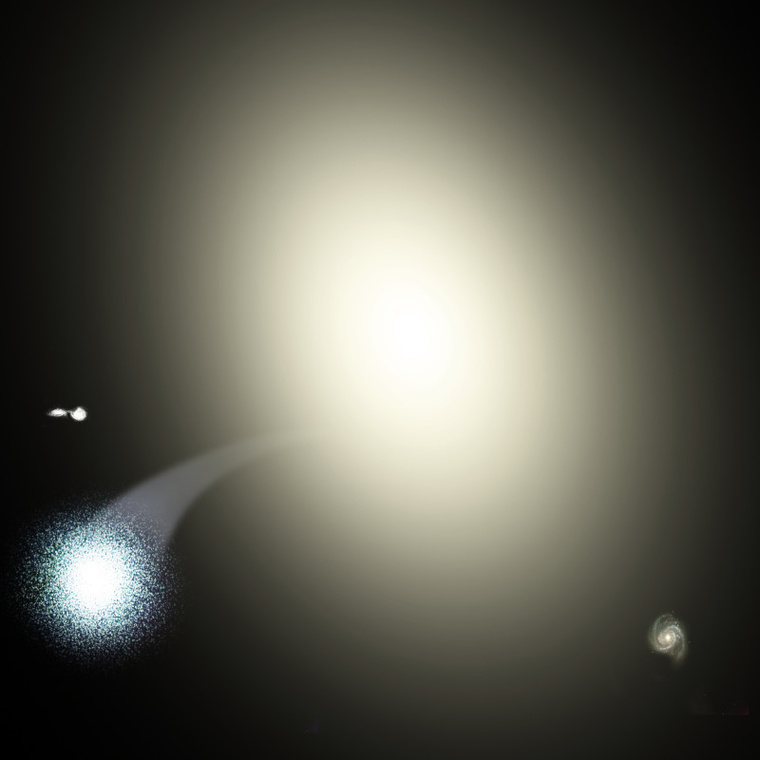 Az M87 jelű óriási elliptikus galaxis egy egész gömbhalmazt dobott ki magából, mégpedig óriási, közel 1000 km/s-os sebességgel. (Harvard-Smithsonian Center for Astrophysics)