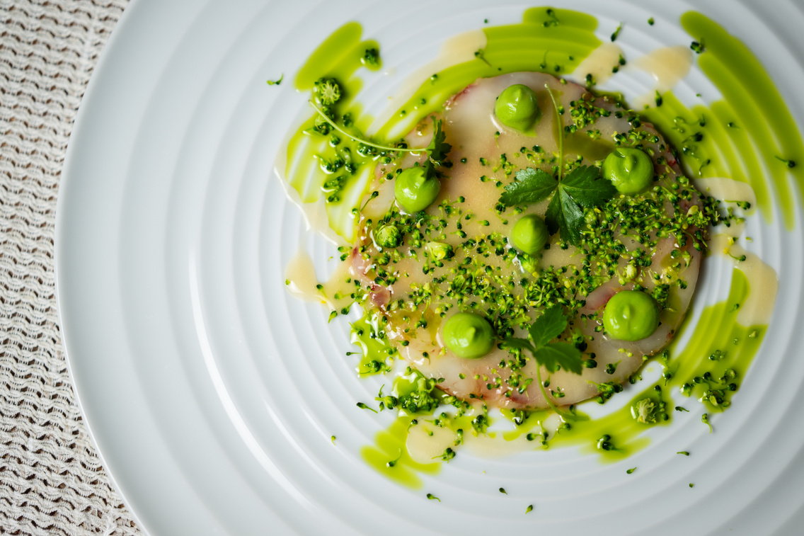 Garnélacarpaccio, brokkoli, citrus