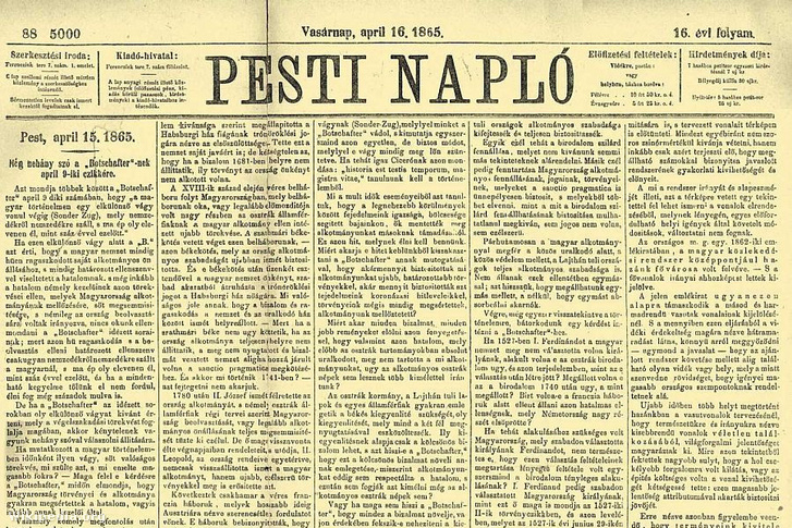 Deák Ferenc húsvéti cikke, Pesti Napló, 1865. április 16. - A teljes méretért kattintson!