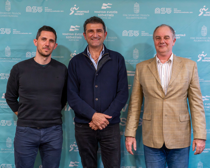 Balról: Simon Béla, Antonio Colamonici és Ficsor László