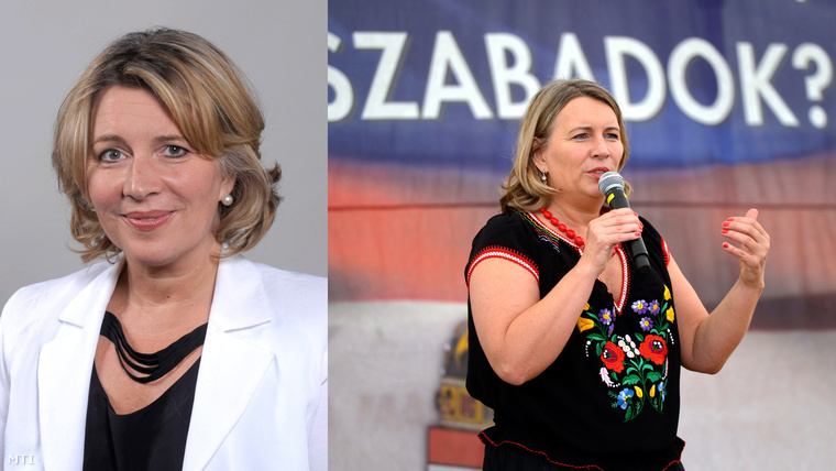 b: Morvai Krisztina, a Jobbik Európai Parlamenti képviselője. (2010.) j: a Jobbik majálisán a budapesti Hajógyári-szigeten 2014. május 1-jén.