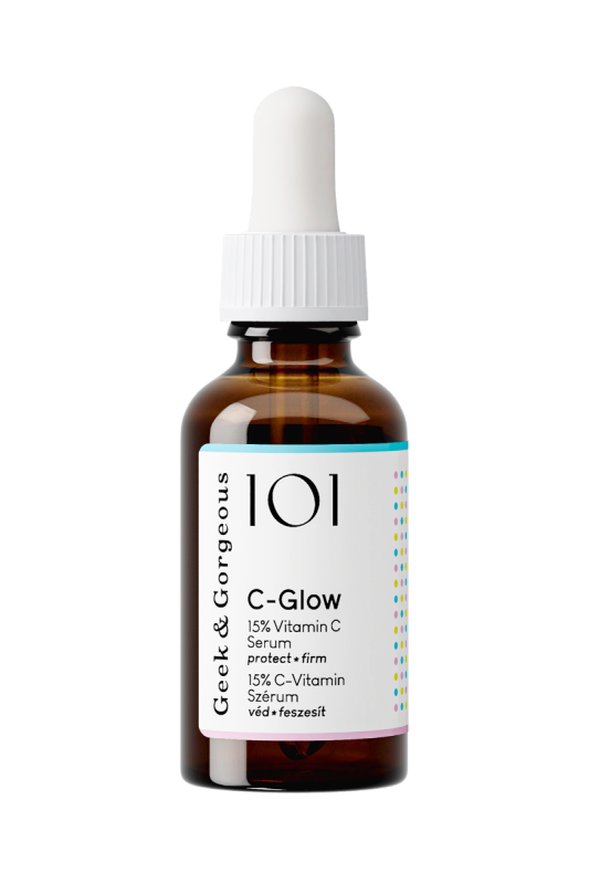 A Geek & Gorgeous 101 C-Glow 15% tiszta C-vitamint tartalmaz egy vízkönnyű formulában, ami ragyogóbbá és egységesebbé teszi a bőrödet, miközben antioxidáns védelmet ad és serkenti az arc saját kollagéntermelését. 3890 forint a Skinsmart oldalán és a dm drogériákban is.