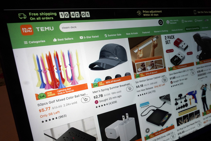 A Temu weboldala