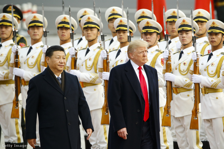 Donald Trump amerikai elnök és Hszi Csin-ping 2017. november 9-én Pekingben