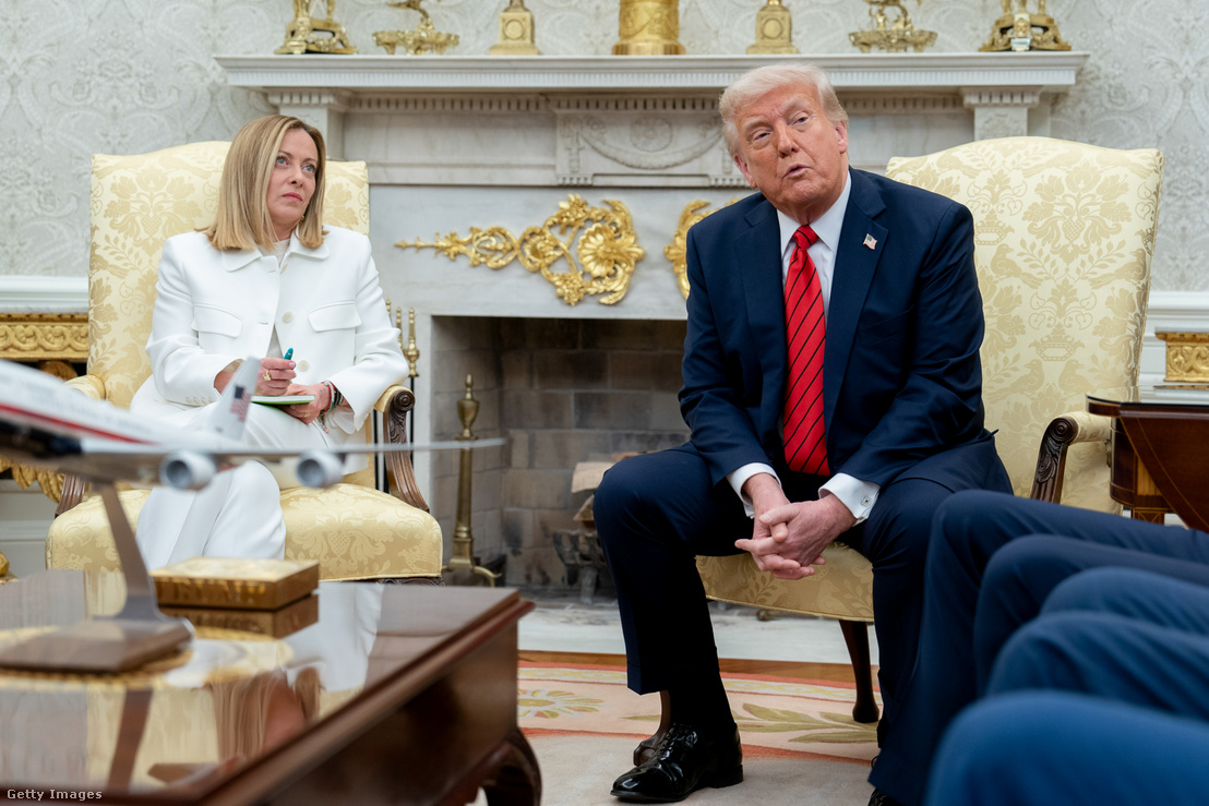 Giorgia Meloni és Donald Trump 2025. április 17-én Washingtonban