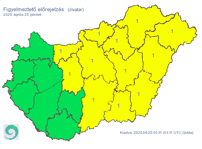 Összesen 12 vármegyére adtak ki riasztást zivatarok miatt. (Fotó: met.hu)