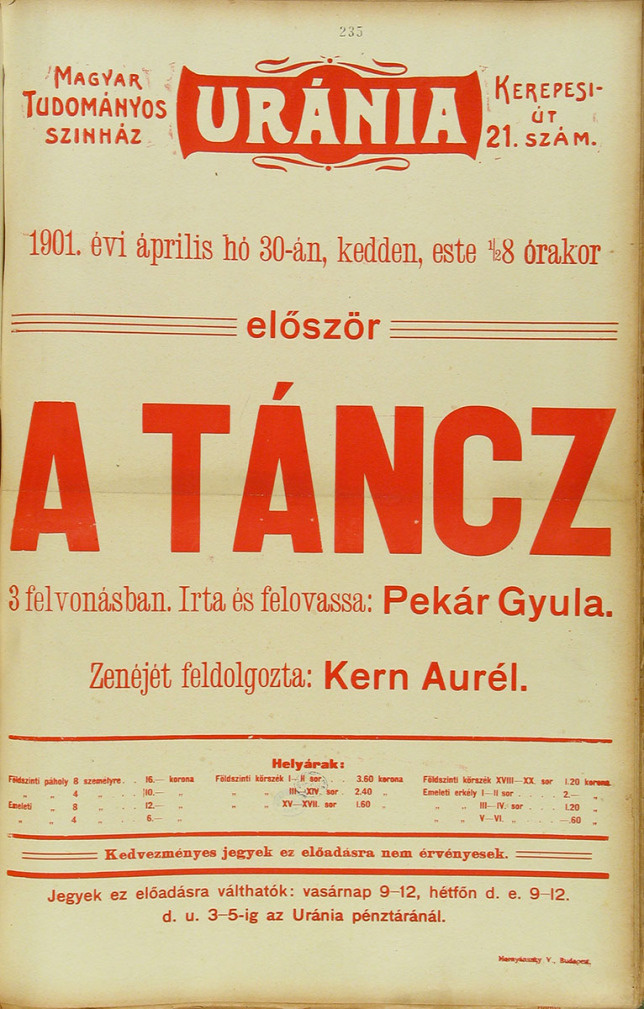 A táncz egy másik, kevésbé díszes plakátja