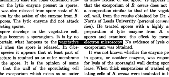 Részlet R. E. Strange cikkéből a Bacteriological Review 1959 márciusi számából
