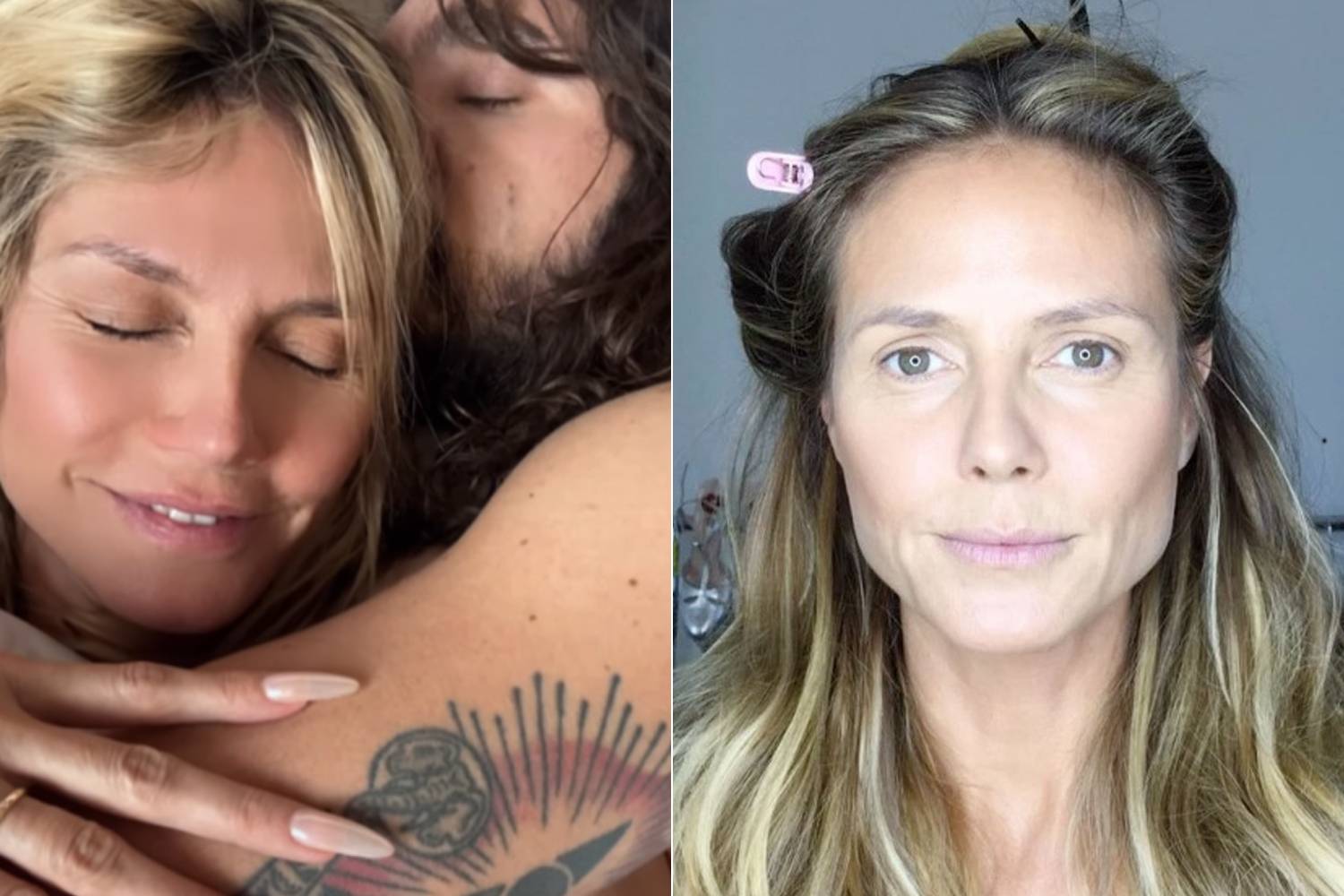 Heidi Klum egyik képen sem viselt itt sminket.