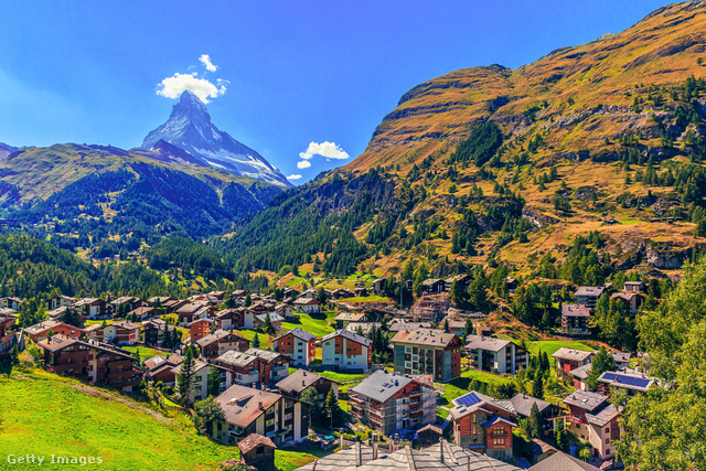 Zermatt városa 1620 méteren helyezkedik el a Mattertal völgyben. Getty Images Hungary