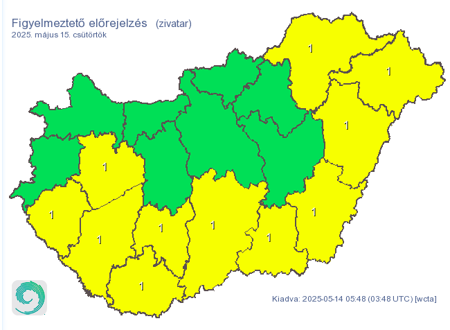 A HungaroMet előrejelzése.