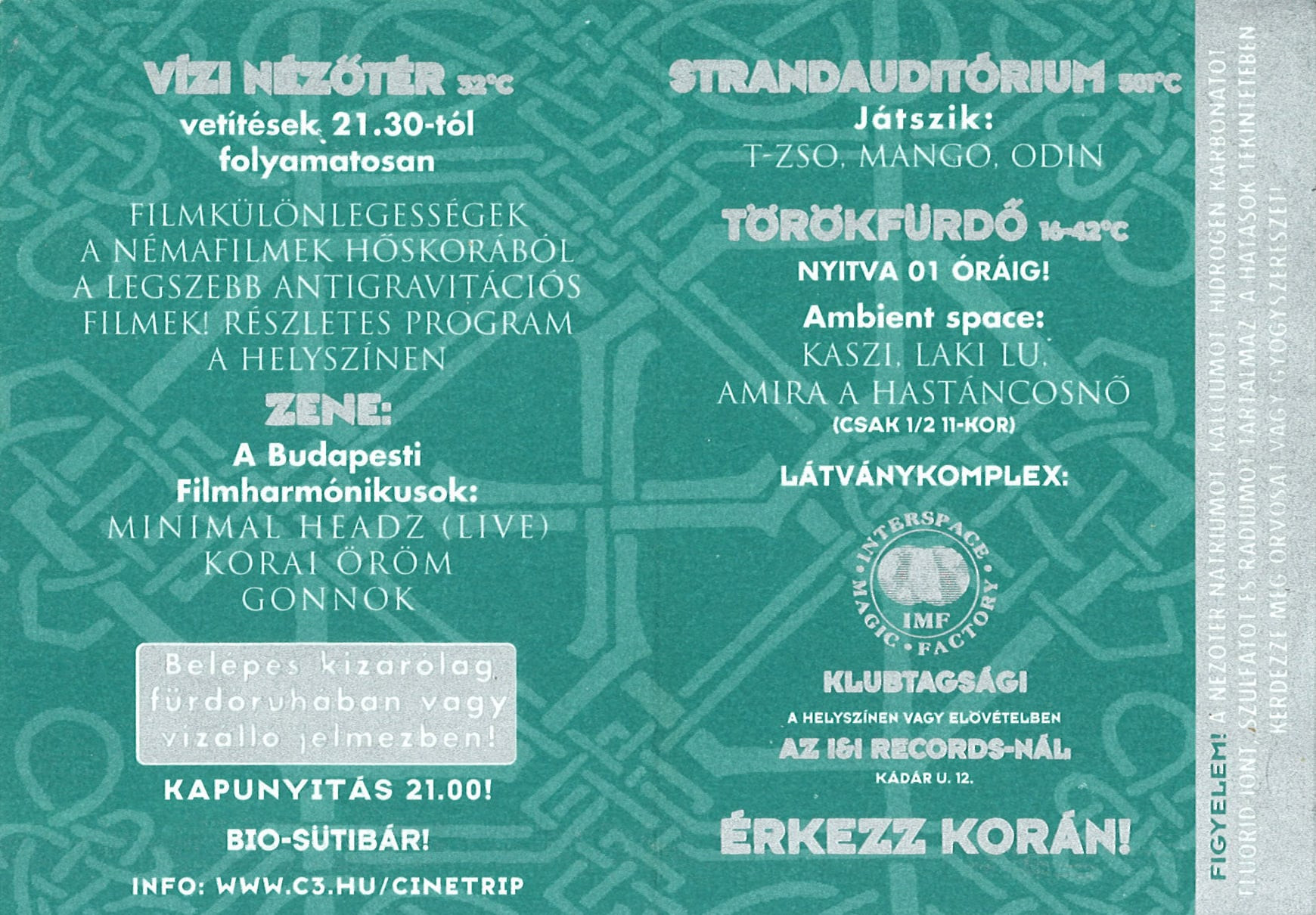 Programfüzet az egyik első Cinetripről