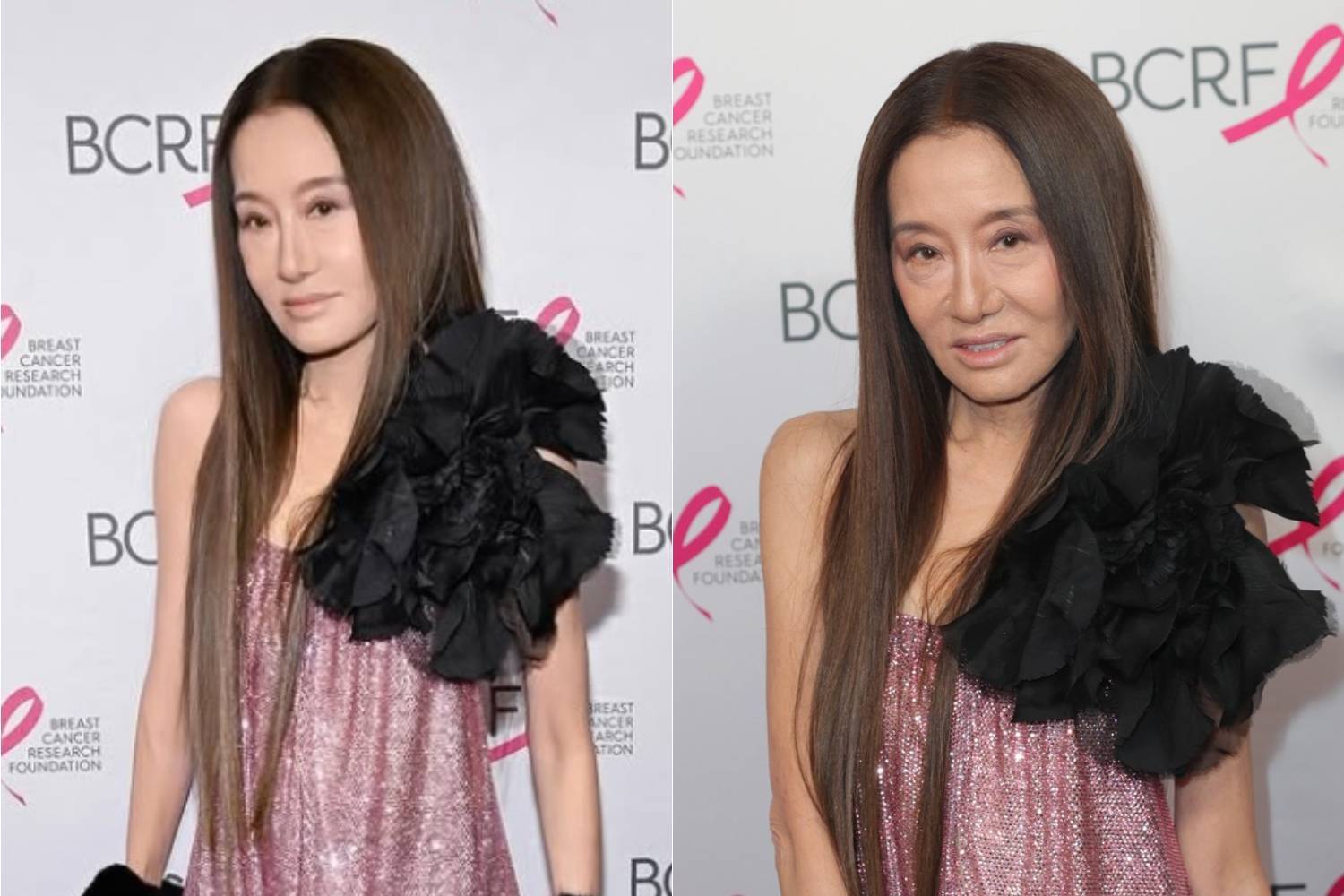 Vera Wang ugyanazon az eseményen és ugyanabban a ruhában az Instán és a valóságban.