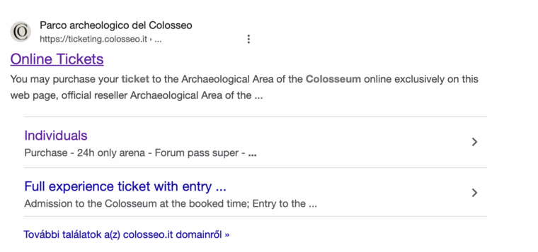 Az eredeti áron kínált jegyeket a Colosseum valódi honlapján, vagyis ezen a weboldalon lehet megvásárolni.