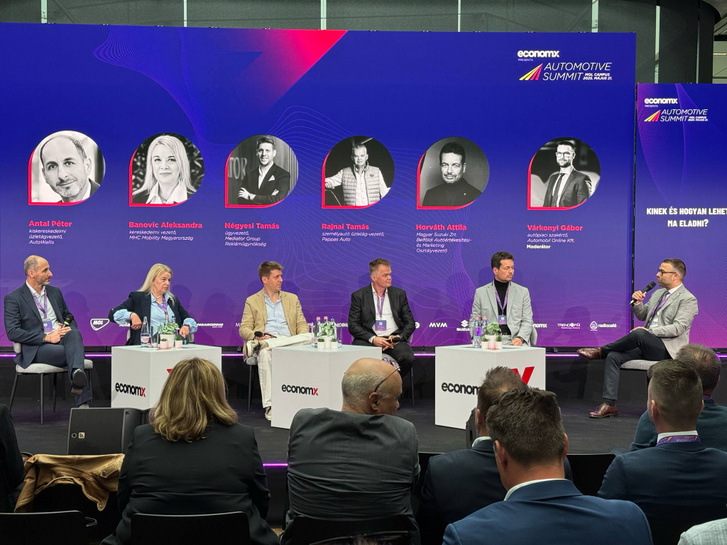 Antal Péter, Banovic Aleksandra, Négyesi Tamás, Rajnai Tamás, Horváth Attila és Várkonyi Gábor az Automotive Summiton