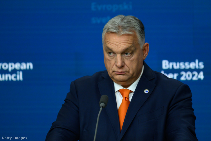 Orbán Viktor sajtónyilatkozat közben 2024. december 19-én