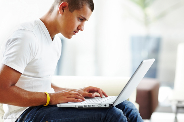 stockfresh 58825 handsome-young-man-using-laptop-at-home sizeM