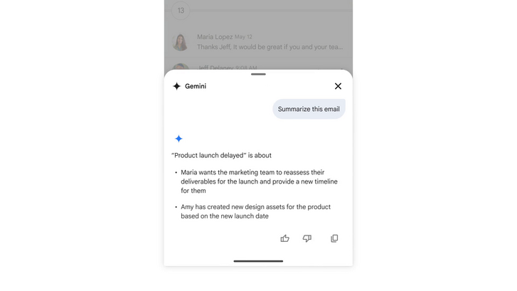 Google Gemini a Gmail felületén