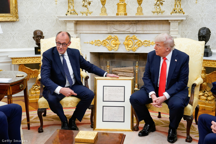 Friedrich Merz és Donald Trumo 2025. június 5-én