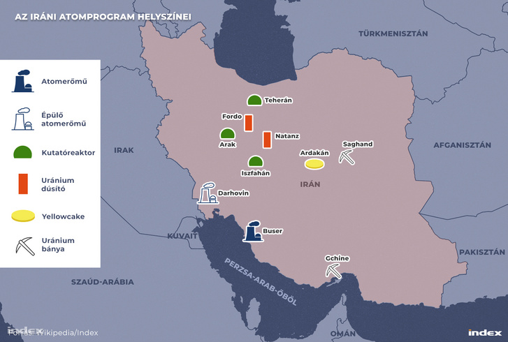 Iráni atomprogram térkép