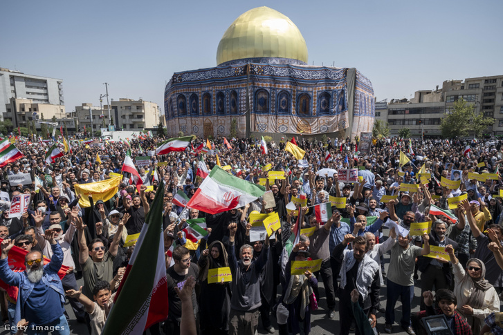 Izrael-ellenes tüntetés Teheránban 2025. június 20-án